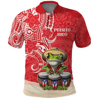 Personalized Puerto Rico Polo Shirt Coqui Frog With Polynesian Pattern - Polynesian Pride