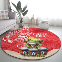 Puerto Rico Round Carpet Coqui Frog With Polynesian Pattern - Polynesian Pride