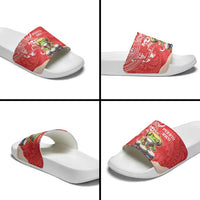 Puerto Rico Slide Sandals Coqui Frog With Polynesian Pattern - Polynesian Pride