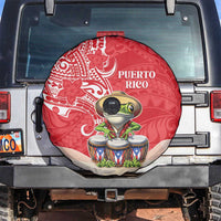 Puerto Rico Spare Tire Cover Coqui Frog With Polynesian Pattern - Polynesian Pride