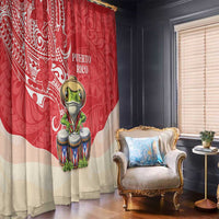 Puerto Rico Window Curtain Coqui Frog With Polynesian Pattern - Polynesian Pride