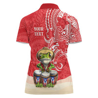 Personalized Puerto Rico Women Polo Shirt Coqui Frog With Polynesian Pattern LT05 - Polynesian Pride