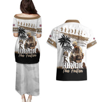 Hawaii Veterans Day Couples Matching Puletasi and Hawaiian Shirt Honor The Fallen Flag Grunge Style LT05 - Polynesian Pride