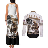 Hawaii Veterans Day Couples Matching Tank Maxi Dress and Long Sleeve Button Shirt Honor The Fallen Flag Grunge Style LT05 - Polynesian Pride