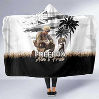 Hawaii Veterans Day Hooded Blanket Honor The Fallen Flag Grunge Style LT05 One Size White - Polynesian Pride