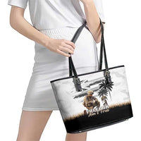 Hawaii Veterans Day Leather Tote Bag Honor The Fallen Flag Grunge Style LT05 - Polynesian Pride