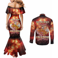 Hawaii Veterans Day Couples Matching Mermaid Dress and Long Sleeve Button Shirt May We Never Forget Freedom Isn't Free LT05 - Polynesian Pride