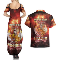 Hawaii Veterans Day Couples Matching Summer Maxi Dress and Hawaiian Shirt May We Never Forget Freedom Isn't Free LT05 - Polynesian Pride