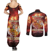 Hawaii Veterans Day Couples Matching Summer Maxi Dress and Long Sleeve Button Shirt May We Never Forget Freedom Isn't Free LT05 - Polynesian Pride
