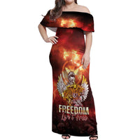 Hawaii Veterans Day Off Shoulder Maxi Dress May We Never Forget Freedom Isn't Free LT05 Women Red - Polynesian Pride