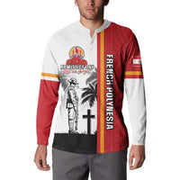 French Polynesia Armistice Day Button Sweatshirt Lest We Forget Flag Style LT05 - Polynesian Pride