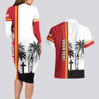 French Polynesia Armistice Day Couples Matching Long Sleeve Bodycon Dress and Hawaiian Shirt Lest We Forget Flag Style LT05 - Polynesian Pride