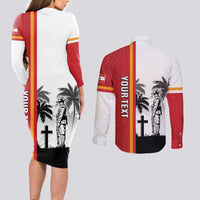 French Polynesia Armistice Day Couples Matching Long Sleeve Bodycon Dress and Long Sleeve Button Shirt Lest We Forget Flag Style LT05 - Polynesian Pride