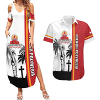 French Polynesia Armistice Day Couples Matching Summer Maxi Dress and Hawaiian Shirt Lest We Forget Flag Style LT05 Red - Polynesian Pride