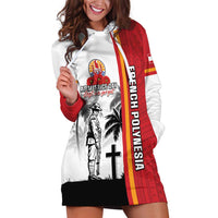 French Polynesia Armistice Day Hoodie Dress Lest We Forget Flag Style LT05 Red - Polynesian Pride