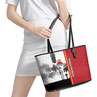 French Polynesia Armistice Day Leather Tote Bag Lest We Forget Flag Style LT05 - Polynesian Pride