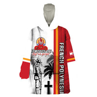 French Polynesia Armistice Day Wearable Blanket Hoodie Lest We Forget Flag Style LT05 One Size Red - Polynesian Pride