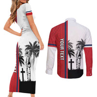 Wallis and Futuna Armistice Day Couples Matching Short Sleeve Bodycon Dress and Long Sleeve Button Shirt Lest We Forget Flag Style