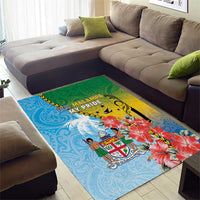Malampa Fiji Day Area Rug Tribal Pattern With Tropical Flowers - Polynesian Pride