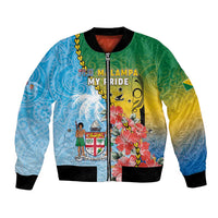 Personalised Malampa Fiji Day Bomber Jacket Tribal Pattern With Tropical Flowers LT05 Unisex Colorful - Polynesian Pride
