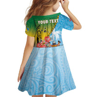 Personalised Malampa Fiji Day Family Matching Long Sleeve Bodycon Dress and Hawaiian Shirt Tribal Pattern With Tropical Flowers - Polynesian Pride