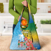 Malampa Fiji Day Grocery Bag Tribal Pattern With Tropical Flowers - Polynesian Pride