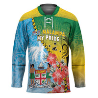 Personalised Malampa Fiji Day Hockey Jersey Tribal Pattern With Tropical Flowers LT05 Unisex Colorful - Polynesian Pride