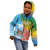 Personalised Malampa Fiji Day Kid Hoodie Tribal Pattern With Tropical Flowers - Polynesian Pride