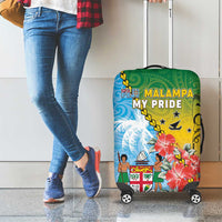 Malampa Fiji Day Luggage Cover Tribal Pattern With Tropical Flowers - Polynesian Pride