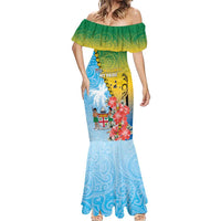 Personalised Malampa Fiji Day Mermaid Dress Tribal Pattern With Tropical Flowers - Polynesian Pride