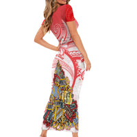 Personalized Happy Boxing Day Short Sleeve Bodycon Dress Polynesian Gift Boxes Christmas Tree LT05 - Polynesian Pride