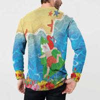 Christmas In Hawaii Button Sweatshirt Tis The Sea Sun LT05 - Polynesian Pride