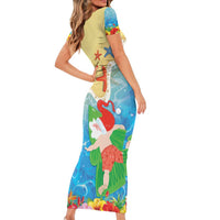Christmas In Hawaii Family Matching Short Sleeve Bodycon Dress and Hawaiian Shirt Tis The Sea Sun