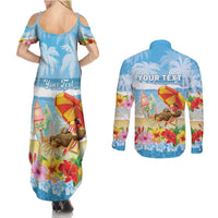 Personalised Hawaii Funny Thanksgiving Couples Matching Summer Maxi Dress and Long Sleeve Button Shirt Thankful From The Beach LT05 - Polynesian Pride