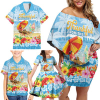Personalised Hawaii Funny Thanksgiving Family Matching Off Shoulder Short Dress and Hawaiian Shirt Thankful From The Beach