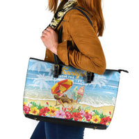Hawaii Funny Thanksgiving Leather Tote Bag Thankful From The Beach LT05 Blue - Polynesian Pride