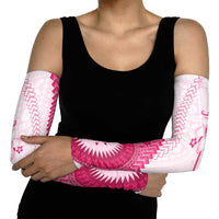 Bula Fiji Arm Sleeves Pink Plumeria Masi Tapa Pattern LT05 - Polynesian Pride