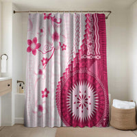 Bula Fiji Bathroom Set Pink Plumeria Masi Tapa Pattern LT05 Shower Curtain Only Pink - Polynesian Pride