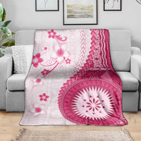 Bula Fiji Blanket Pink Plumeria Masi Tapa Pattern - Polynesian Pride