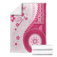Bula Fiji Blanket Pink Plumeria Masi Tapa Pattern - Polynesian Pride