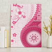 Bula Fiji Canvas Wall Art Pink Plumeria Masi Tapa Pattern LT05 Without Frame Pink - Polynesian Pride