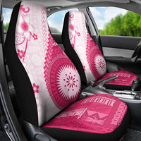 Bula Fiji Car Seat Cover Pink Plumeria Masi Tapa Pattern - Polynesian Pride