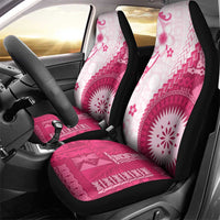 Bula Fiji Car Seat Cover Pink Plumeria Masi Tapa Pattern - Polynesian Pride
