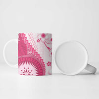 Bula Fiji Ceramic Mug Pink Plumeria Masi Tapa Pattern LT05 - Polynesian Pride