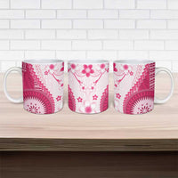 Bula Fiji Ceramic Mug Pink Plumeria Masi Tapa Pattern LT05 - Polynesian Pride
