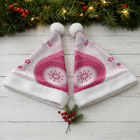 Bula Fiji Christmas Santa Hat Pink Plumeria Masi Tapa Pattern LT05 - Polynesian Pride