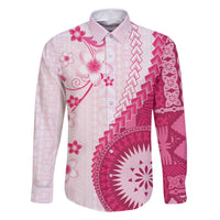 Bula Fiji Family Matching Summer Maxi Dress and Hawaiian Shirt Pink Plumeria Masi Tapa Pattern - Polynesian Pride