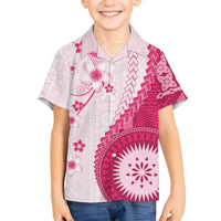 Bula Fiji Family Matching Summer Maxi Dress and Hawaiian Shirt Pink Plumeria Masi Tapa Pattern - Polynesian Pride