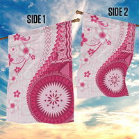 Bula Fiji Garden Flag Pink Plumeria Masi Tapa Pattern - Polynesian Pride