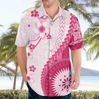 Bula Fiji Hawaiian Shirt Pink Plumeria Masi Tapa Pattern LT05 - Polynesian Pride